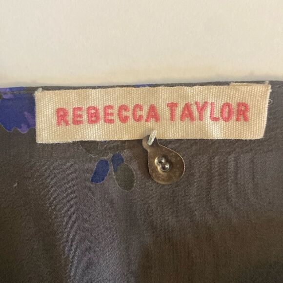 Rebecca Taylor Gray Silk Floral Maxi Dress Size 8 - Picture 9 of 12